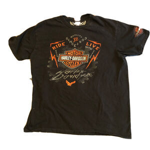 Harley Davidson Large Black Shirt Sleeve T Shirt Marquette MI UP Dealer Ride